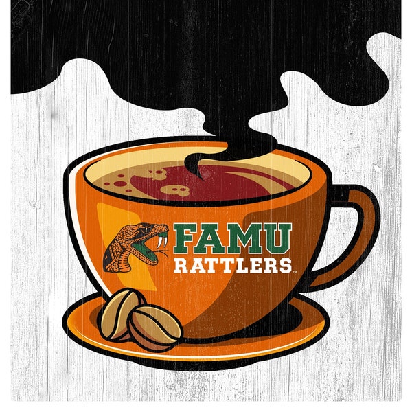 I Run On Coffee and the Florida A&M Rattlers - 6" X 12" Sign- DISTRESSED LOOK