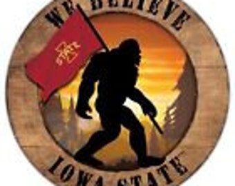 Iowa State Cyclones Bigfoot Round Wooden 12" Sign