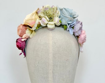 𝙿𝚊𝚜𝚝𝚎𝚕 𝚛𝚊𝚒𝚗𝚋𝚘𝚠 Pride floral crown festival headdress