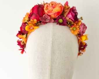 Coastal sunrise faux floral crown headdress