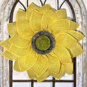 Sunflower Wreath for Front Door, Farmhouse Home Decor, Everyday Wreath, Yellow Flower Wreath, Rustic Decorations, French Country Decor