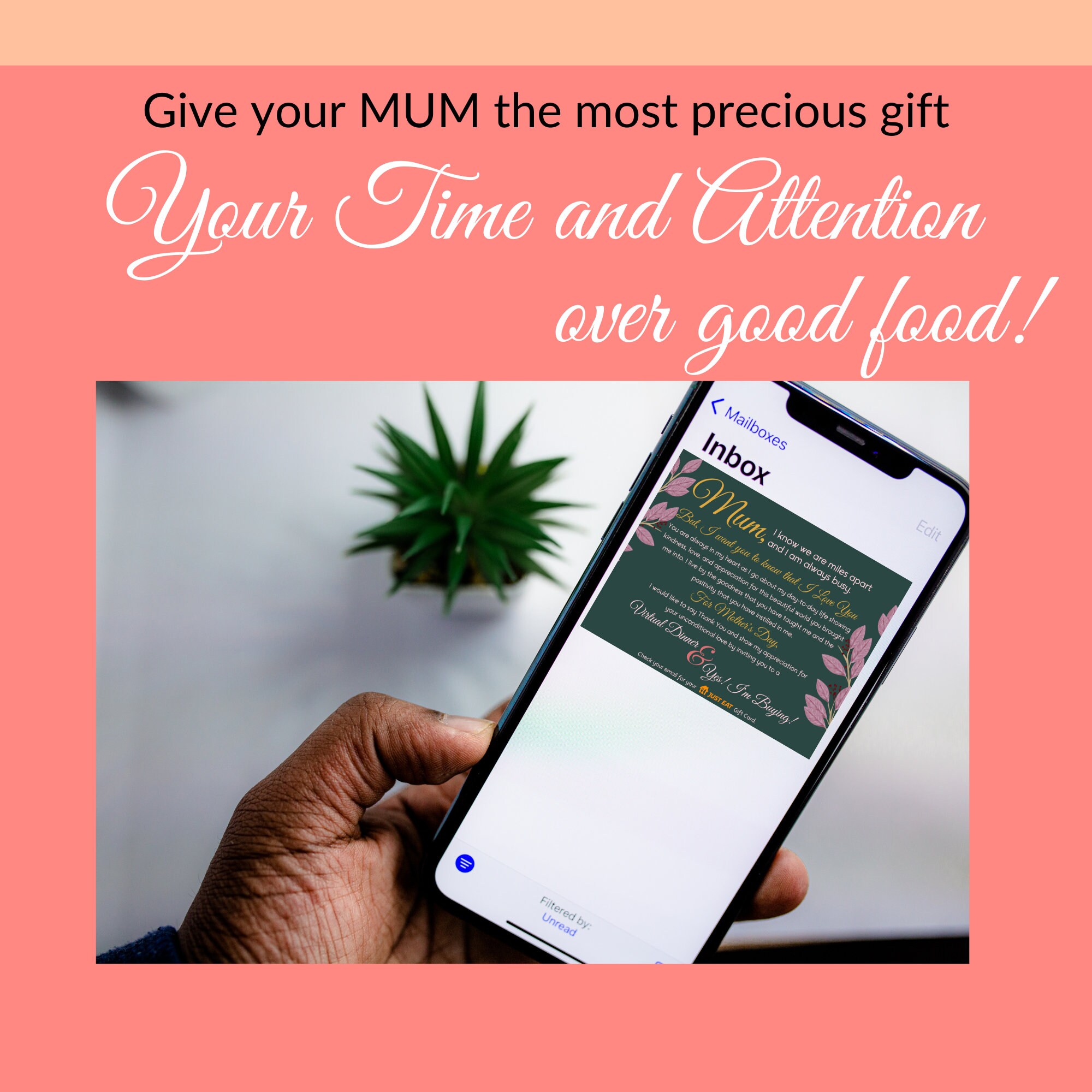 Facetime Invite To MUM, Facetime Dinner Invitation for JUST EAT. Mothers Day Gift ...