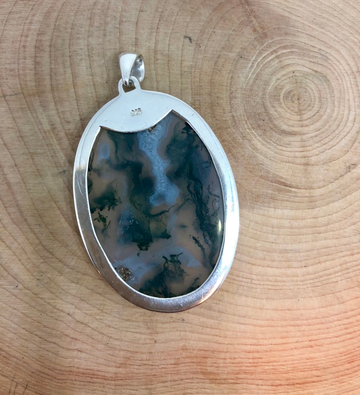 Moss Agate Sterling Silver Pendant