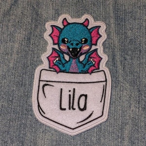 Patch personnalisé pour plaque nominative Dragon Pocket, rentrée des classes, cartable, cartable, sac à dos, écusson personnalisé, enfant, étudiant, jeune, animal