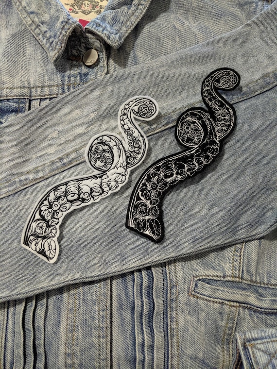 DOUBLE PACK Tentacles Iron On Patches | Embroidered Patch | Nature Patch | Patches for Denim Jackets | Embroidered Applique | Octopus Patch