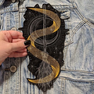 Illuminated Broom Iron On Patch | Embroidered Patch | Butterfly Patch | Patches for Denim Jackets | Embroidered Applique | Nature Patch |
