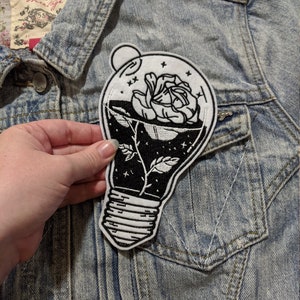 Rose Bulb Iron On Patch | Embroidered Patch | Art Patch | Patches for Denim Jackets | Embroidered Applique | Nature Patch | Flower Patch