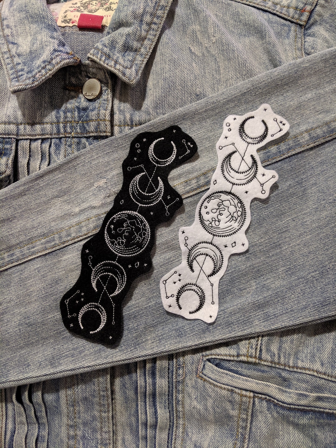 Moon Patch DOUBLE PACK Vintage Celestial Moon Phases Iron on Patch | Embroidered ...