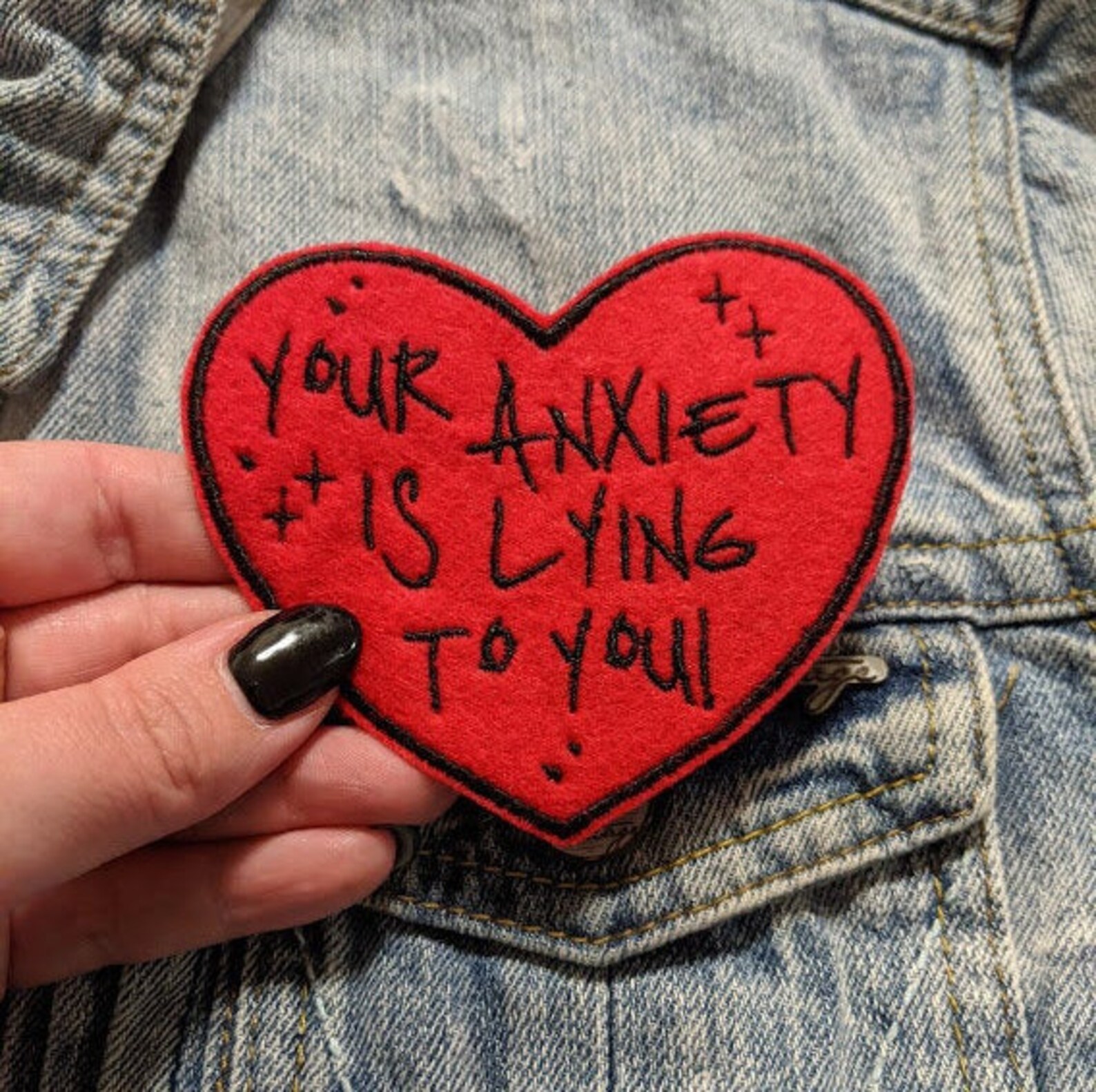 Anxiety Lies Iron on Patch, Embroidered Patch for Clothing, Mental