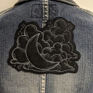 Moon Iron On Patch, Embroidered Patch for Clothing, Embroidery Badge for Jacket and Bag, Sun and Moon, Lunar Patch, Celestial Patch, Mystic