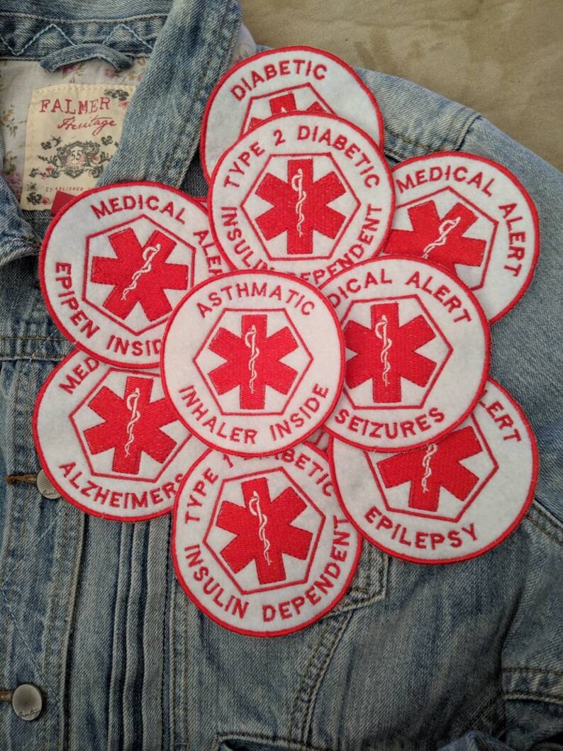 Medical Alert Iron On Patches