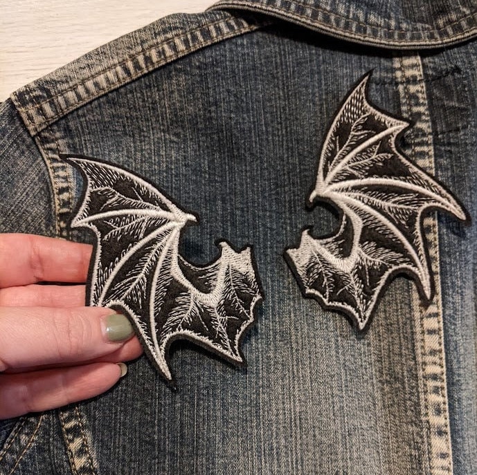 Mini Bat Wing Iron on Patches PAIR Devil Demon Halloween Etsy