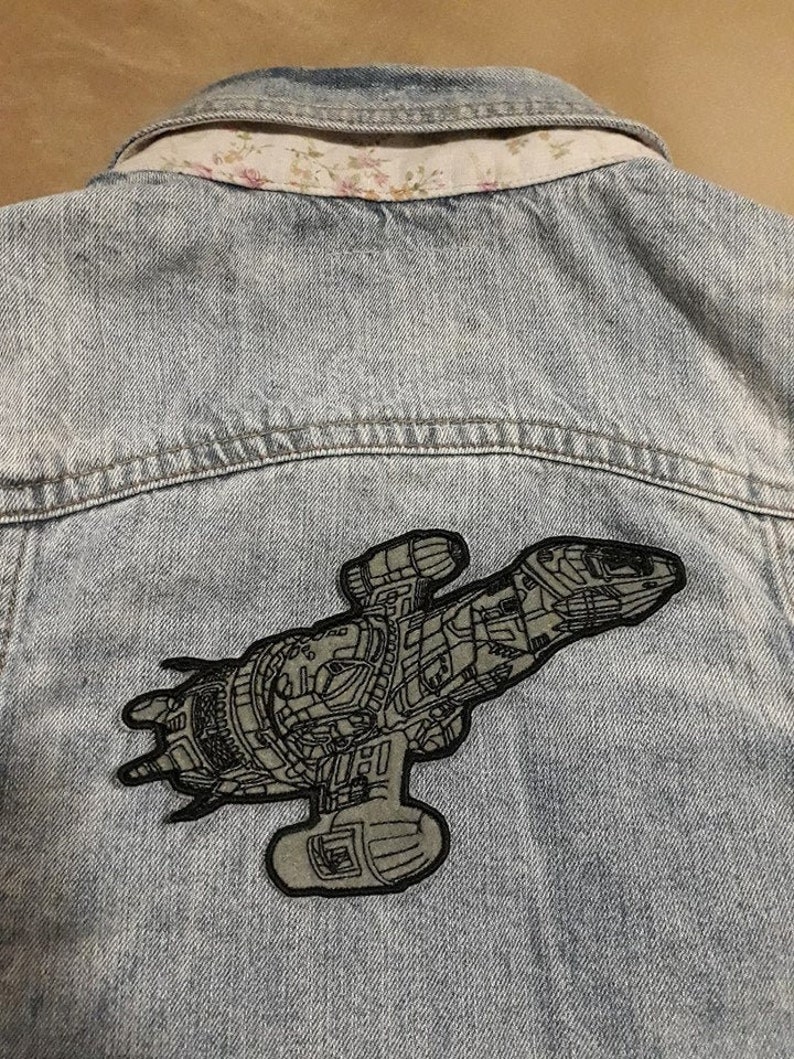 XL Shiny Spaceship Iron On Patch