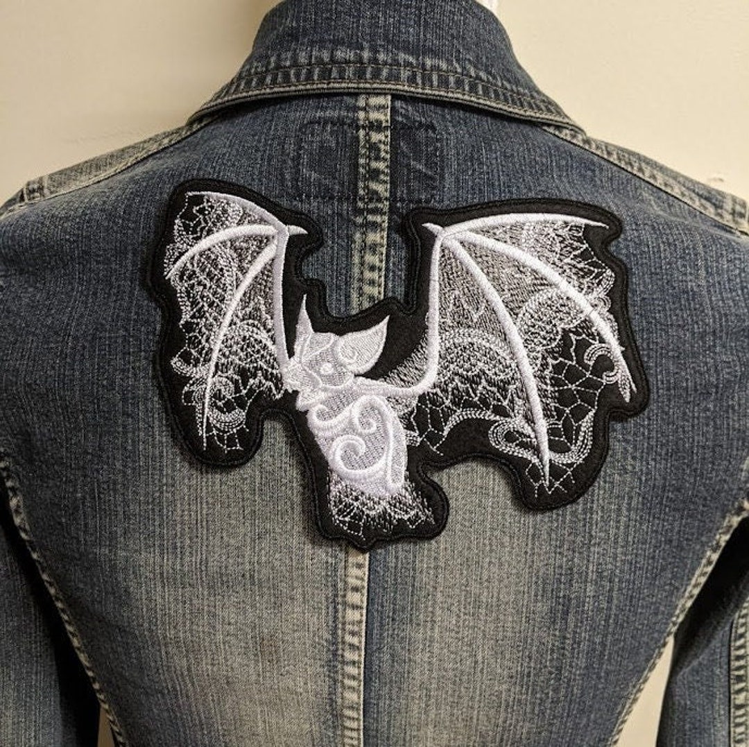 Bat Patch Lace Bat Iron on Patch, Embroidered Patch for Clothing, Embroidery ...