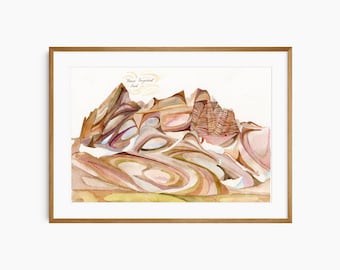 Dreifinger-JackOregon Aquarell Druck | Kaskadengebirgskunst | Oregon Wildnis Geschenk | Archivalischer Kunstdruck