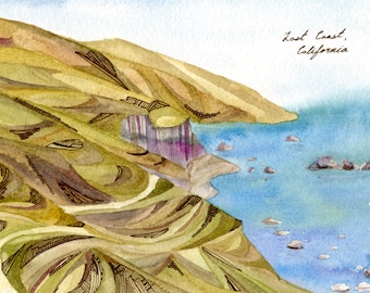 Lost Coast Trail Watercolor Art Print