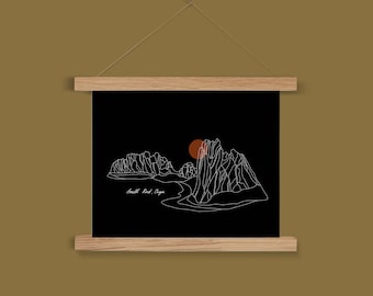 Smith Rock Oregon Posterdruck mit Posterleiste | Zentral Mahagoni Wandkunst | Oregon State Park Geschenk | Giclée Fine Art Druck