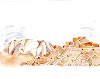 Impressão artística em aquarela de paisagem desértica