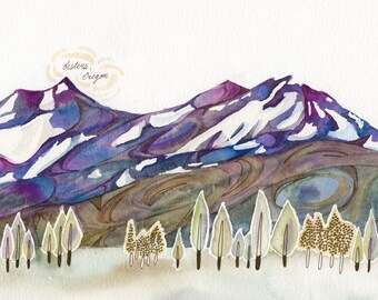 Sisters, Oregon Watercolor Art - Archival Ink Print