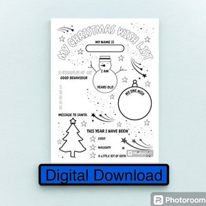 Druckbare Farbe für Ihre eigene Weihnachtswunschliste - Digitaler Download.
