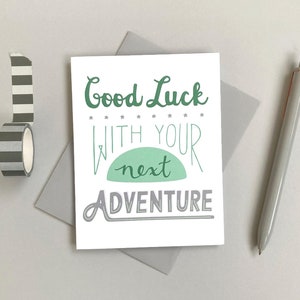 Carte avec inscription Bonne chance avec votre prochaine aventure | carte d'adieu | Carte de départ d'un collègue | Carte de déménagement | Carte de voyage