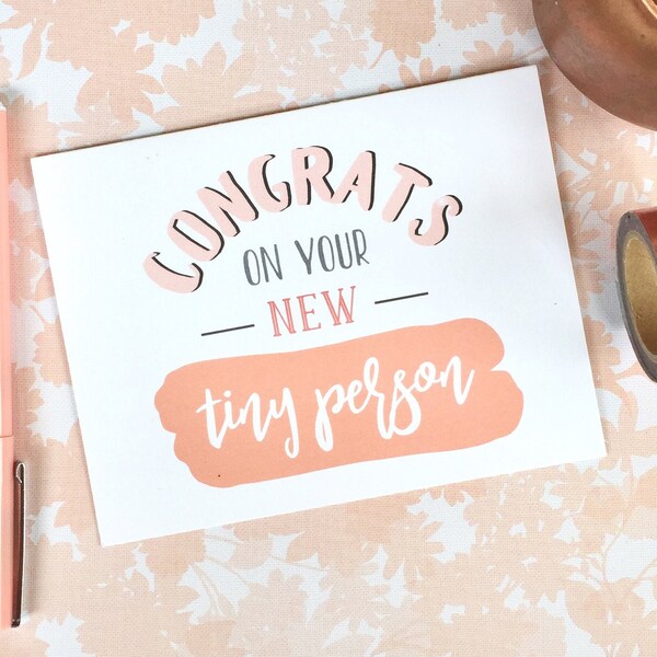 Congrats on Your New Tiny Person Card | New Baby Card | Baby Shower Card | Funny Baby Card | Baby Boy | Baby Girl | Gender Neutral