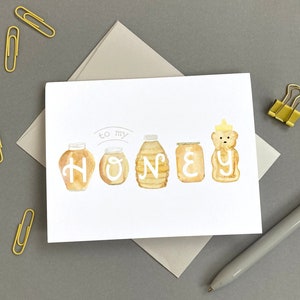 Hand-Lettered Honey Card | To My Honey Card | Honey Valentine's Day Card | Just Because Card | Anniversary Card | Card for Significant Other