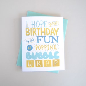 Espero que tu cumpleaños sea tan divertido como hacer estallar el plástico de burbujas / Tarjeta de cumpleaños hecha con plástico de burbujas / Tarjeta de cumpleaños divertida / Tarjeta de cumpleaños escrita a mano