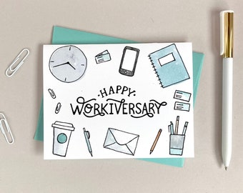 Office Workiversary Card | Work Anniversary Card | Card for Co-worker | Card for Employee | Office Card | 6 Pack Work Anniversary Cards