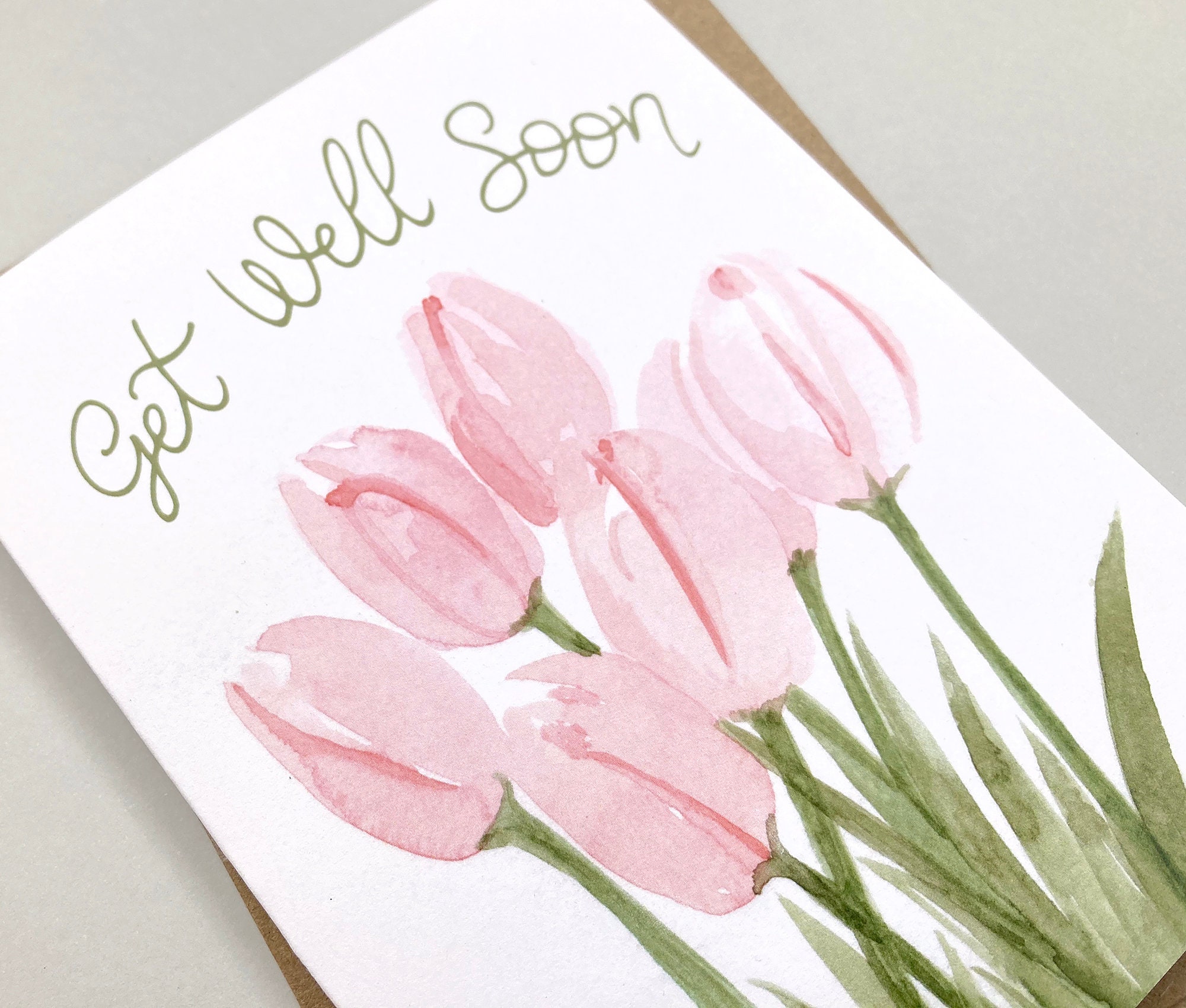 Get Well Soon Card | Watercolour Tulips Card - Etsy