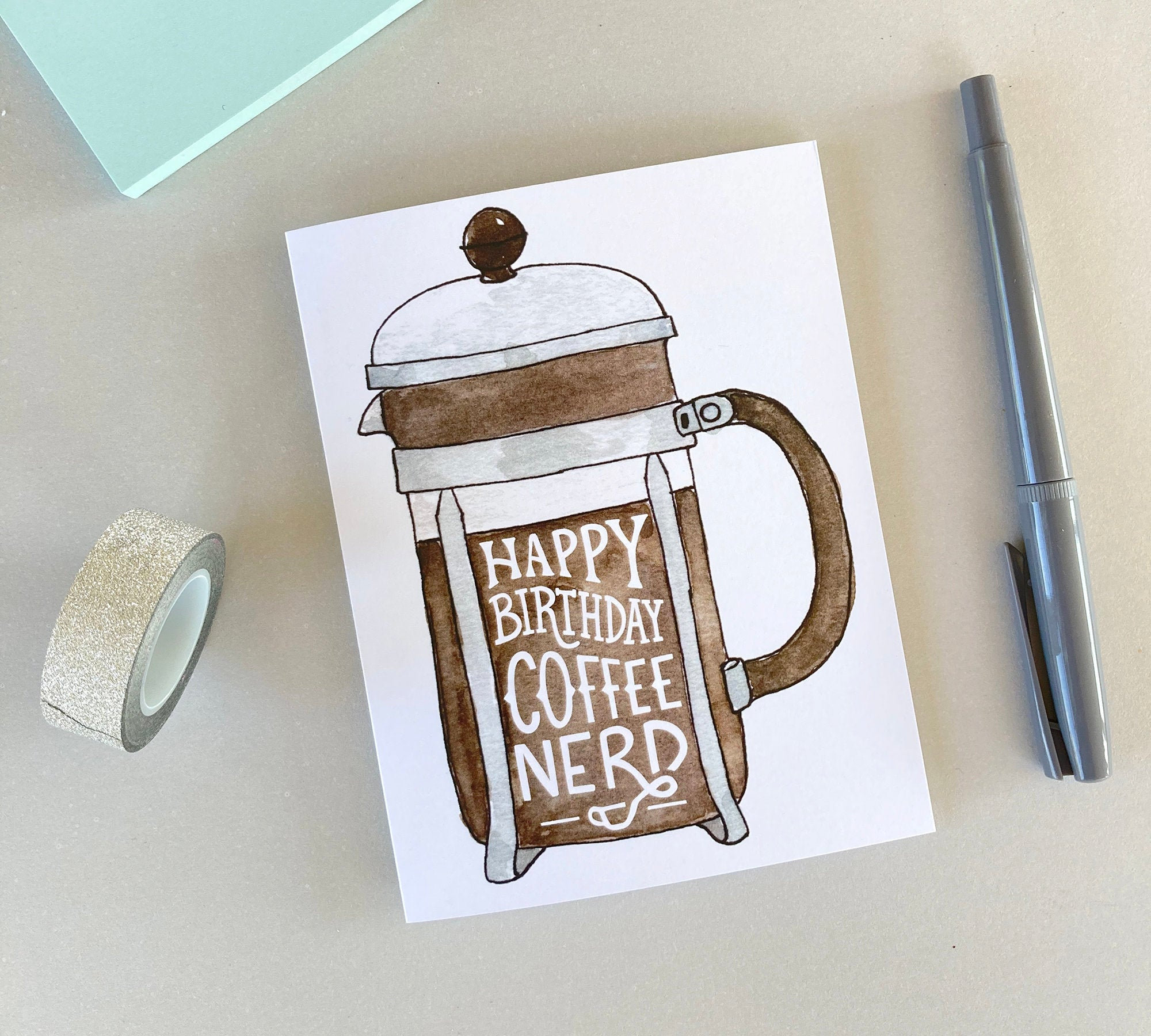 Hand-lettered Coffee Birthday Card 