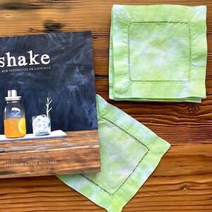 Handgeverfde linnen hemstitched cocktail servetten (set van 6)