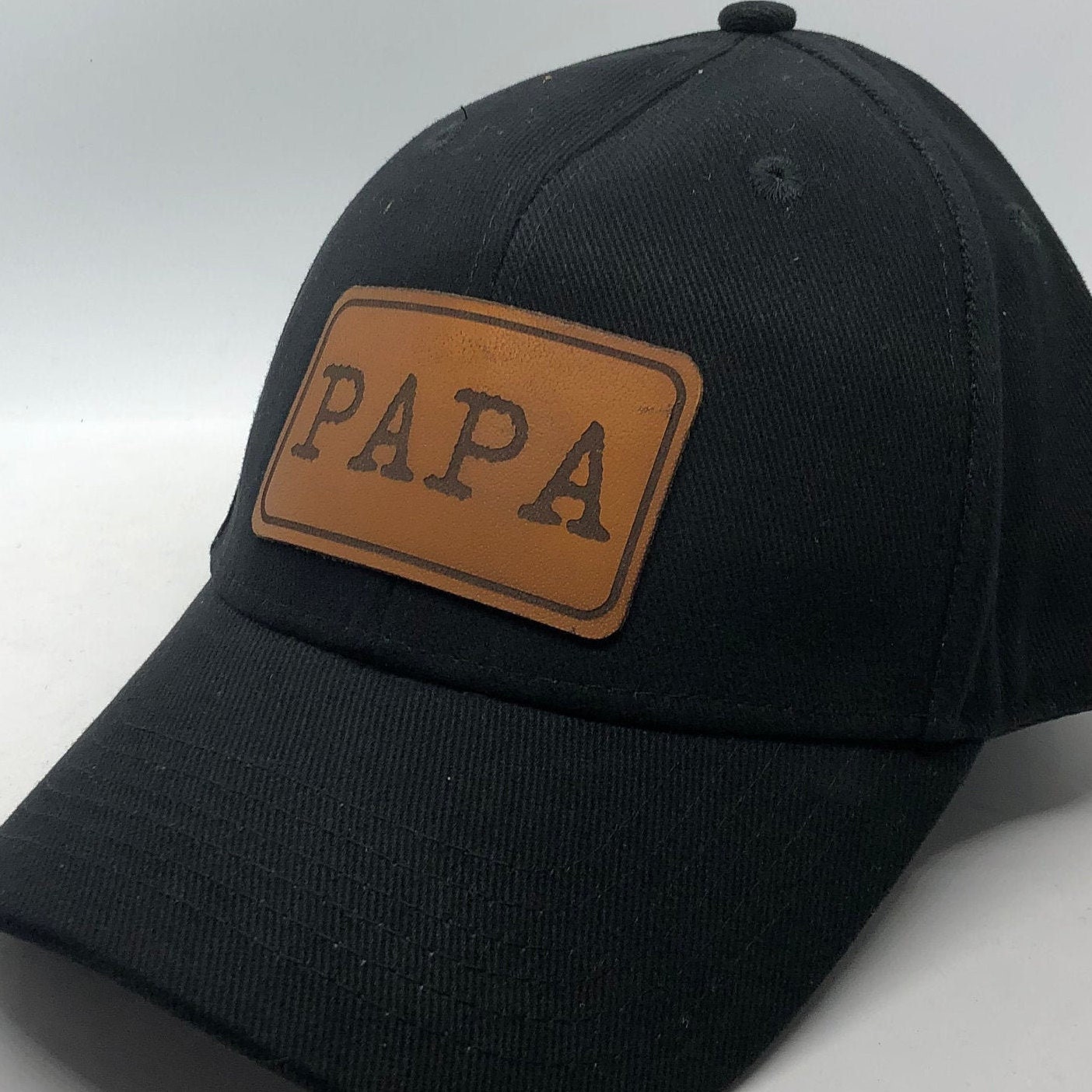 Papa Leather Patch Hat Best Papa Hat Black 100% Cotton Dad Hat | Etsy