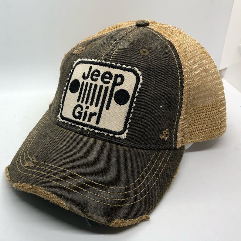 Jeep Girl Hat Black Embroidered Denim Patch Hat Black Etsy
