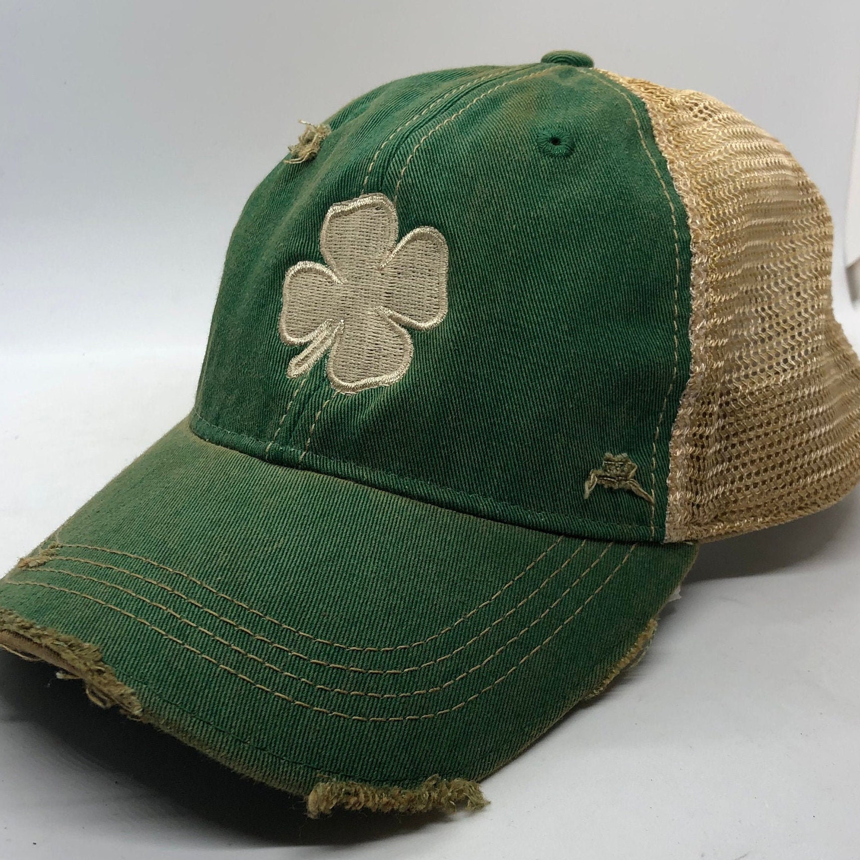 Clover Hat Lucky Clover Hat Four Leaf Clover Distressed Etsy
