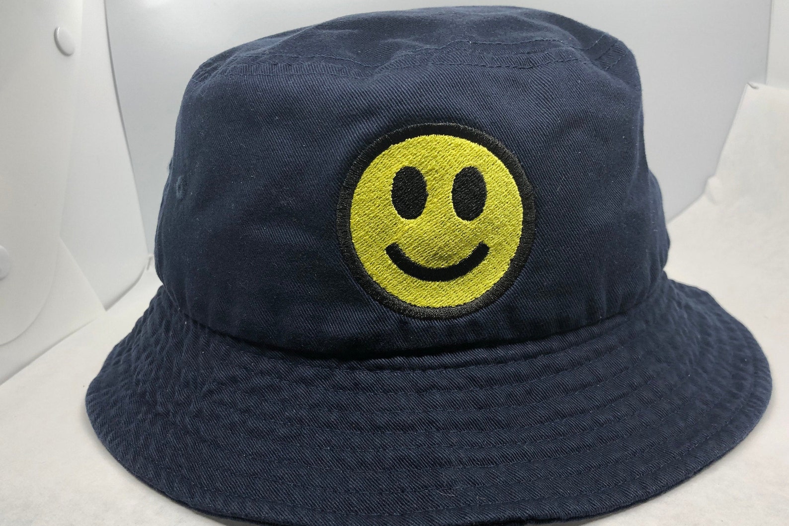 Smiley Face Patch Bucket Hat Smiley Face Emoji Hat Happy Etsy