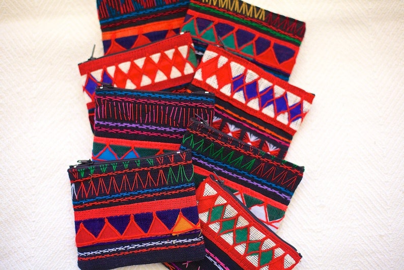 Hmong hill tribe coin purse earthy zip purse Gorgeous little Hill Tribe Zip Purse with diamond design Boho purse
