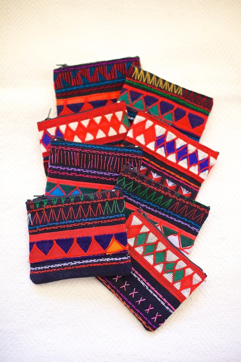 Hmong hill tribe coin purse earthy zip purse Gorgeous little Hill Tribe Zip Purse with diamond design Boho purse