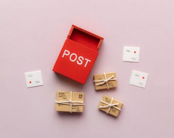 Miniature Post Box, Letter Set, Dolls House Accessory