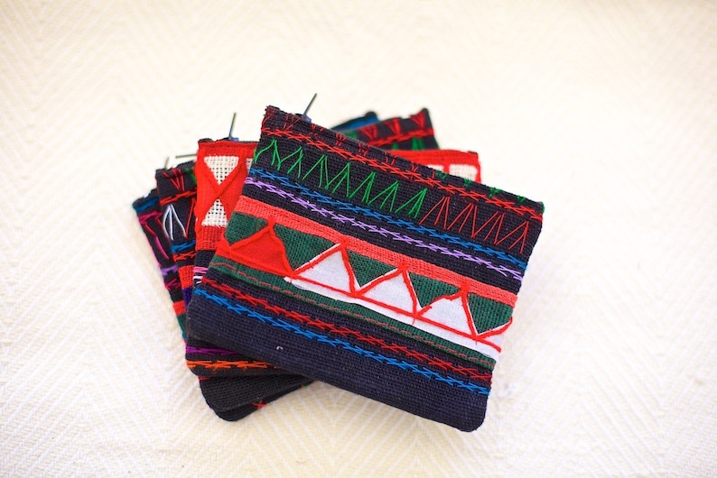 Hmong hill tribe coin purse earthy zip purse Gorgeous little Hill Tribe Zip Purse with diamond design Boho purse