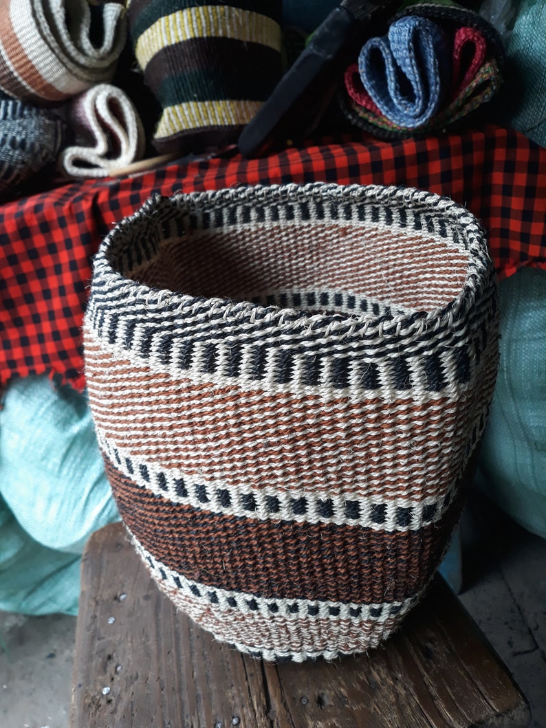 Brown African Woven Sisal Basket,Kiondo basket,Woven Storage Basket,Fruit