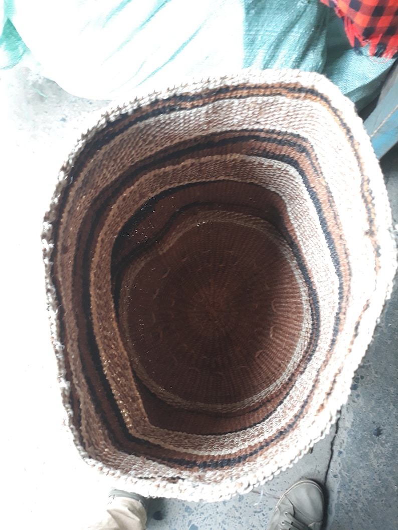 Brown African Woven Sisal Basket,Kiondo basket,Woven Storage Basket,Fruit