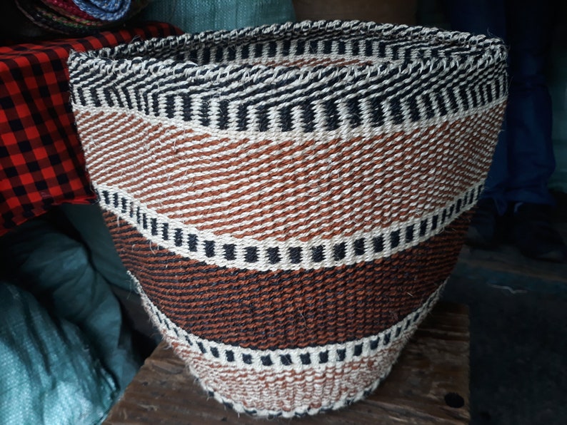 Brown African Woven Sisal Basket,Kiondo basket,Woven Storage Basket,Fruit