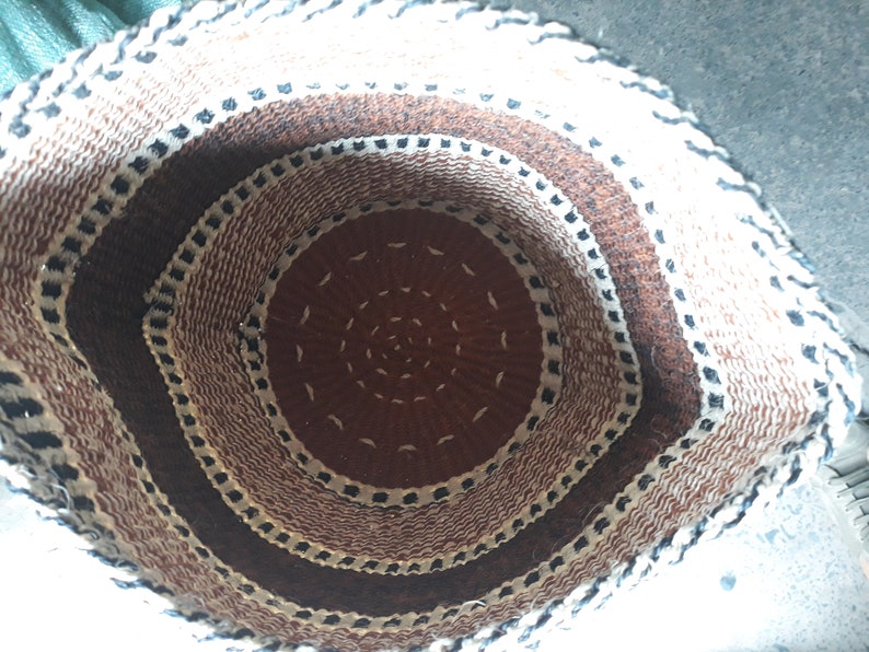 Brown African Woven Sisal Basket,Kiondo basket,Woven Storage Basket,Fruit