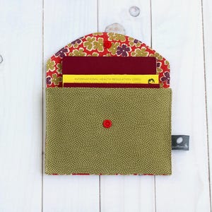 Pochette japonaise porte passeport, portefeuille tissu Japon, trousse plate clip multi poches