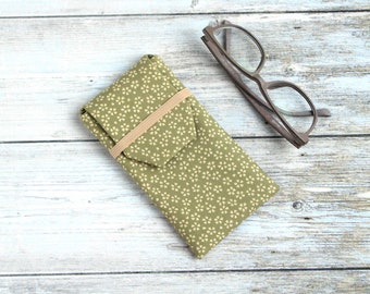 glasses case Japanese fabric flowers, soft glasses pouch, cover with flap
