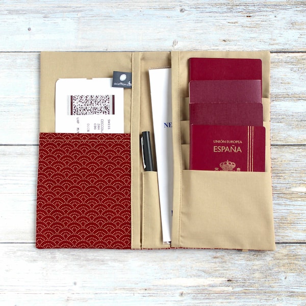 Porte documents voyage, pochette passeport famille, trousse billet avion, organisateur voyage