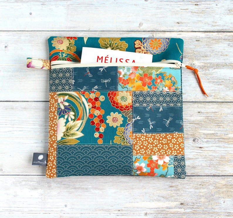 Japanese Patchwork Pouch, Book Holder, Travel Document Organizer, Flat