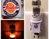 Vintage Vacuum Tube Valve Amber LED Night Light with Valve from a Fender Guitar Amplifier