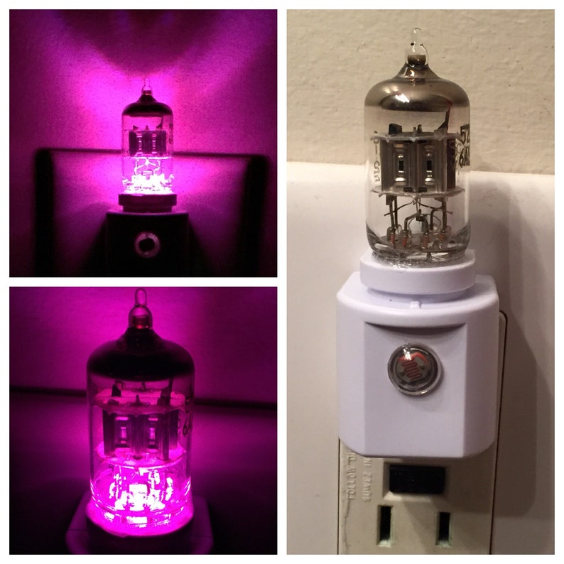 6AK5 6AL5 Fuchsia Vacuum Tube Valve LED Night Light steampunk Etsy